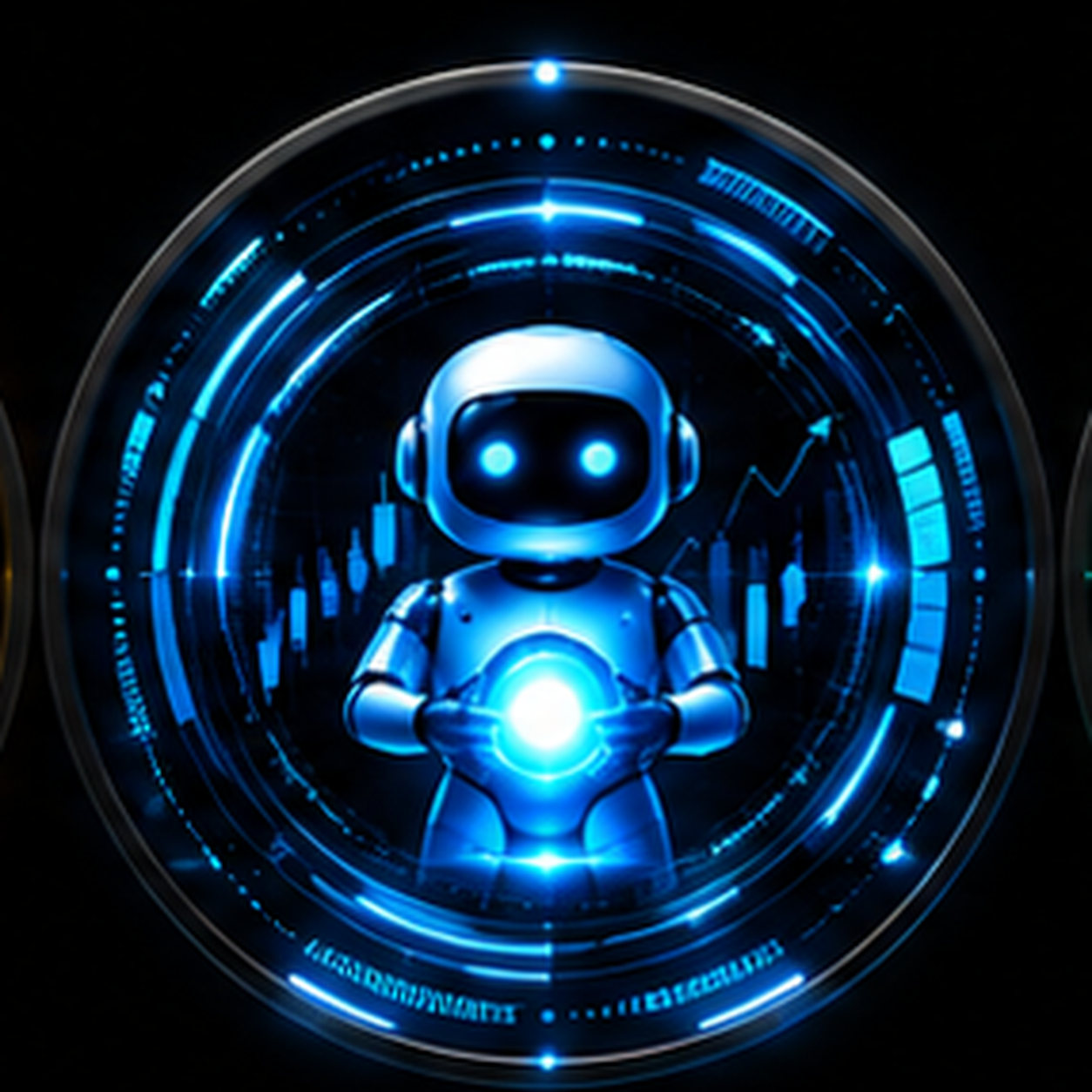 TradeLuma Blue trading automation logo with a glowing market chart